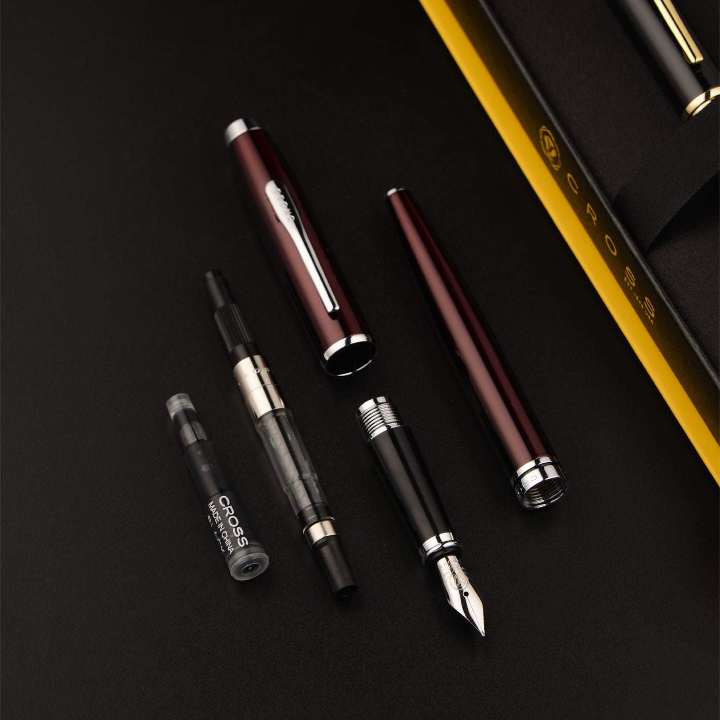 【Free Engraved】Cross coventry Fountain Pen Burgundy Stainless Steel F Nib