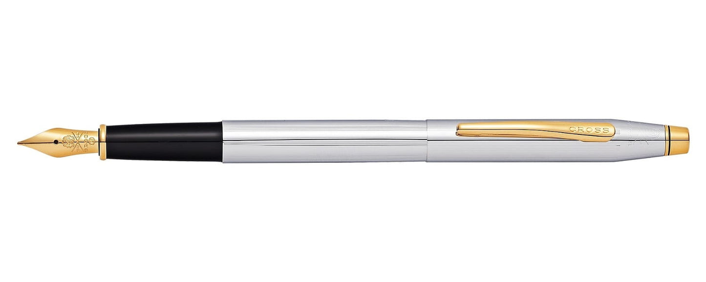 Cross Century II Chrome Fountain Pen 23KT Gold Plated Appointments Fine Nib