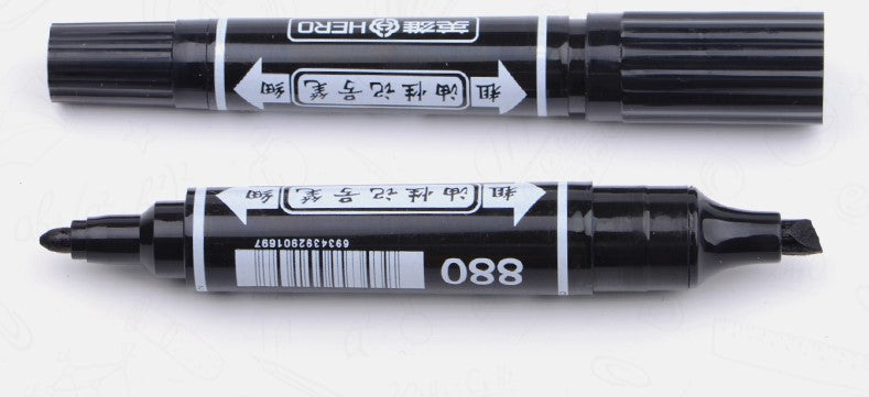Vignette Stationery Dual Nib Permanent Markers, Heavy Duty Double Tipped, Alcohol Based Ink (Black)