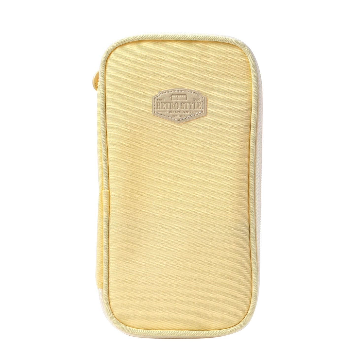 Vignette Stationery Pencil Case, Yellow, Large Capacity 3 Compartment Pencil Pouch with Double Zipper