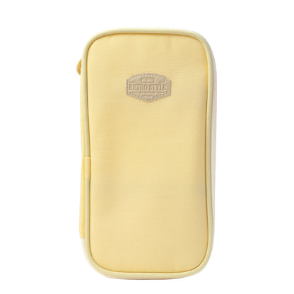 Vignette Stationery Pencil Case, Yellow, Large Capacity 3 Compartment Pencil Pouch with Double Zipper