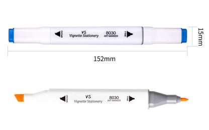 Colour Drawing Pens Dual Nibs Alcohol Base Colour Coding with Bucket (24)