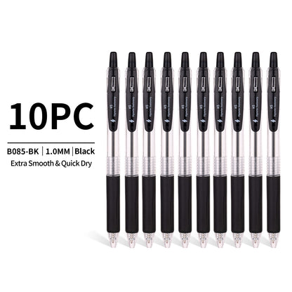 Vignette Stationery 10x Retractable 1.0mm Black Ballpoint Pens Extra Smooth Quick Dry Ink