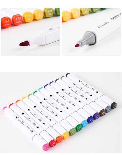 【Free Shipping】Colour Drawing Pens Dual Nibs Alcohol Base Colour Coding with Bucket (80)