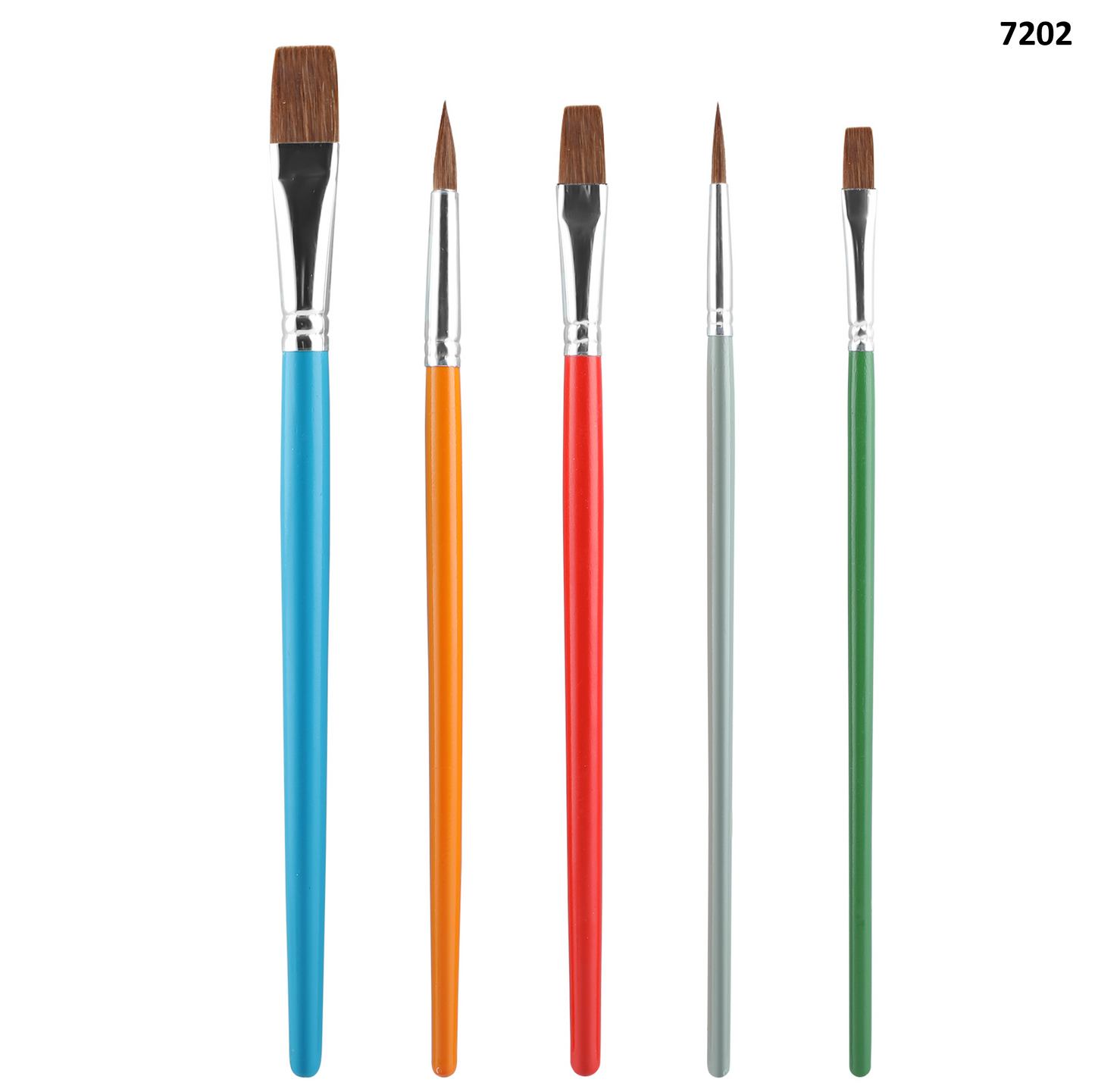 Vignette Stationery Artist Brushes 7202 Flat & Round 5 Pieces for Acrylic, Watercolour, Gouache