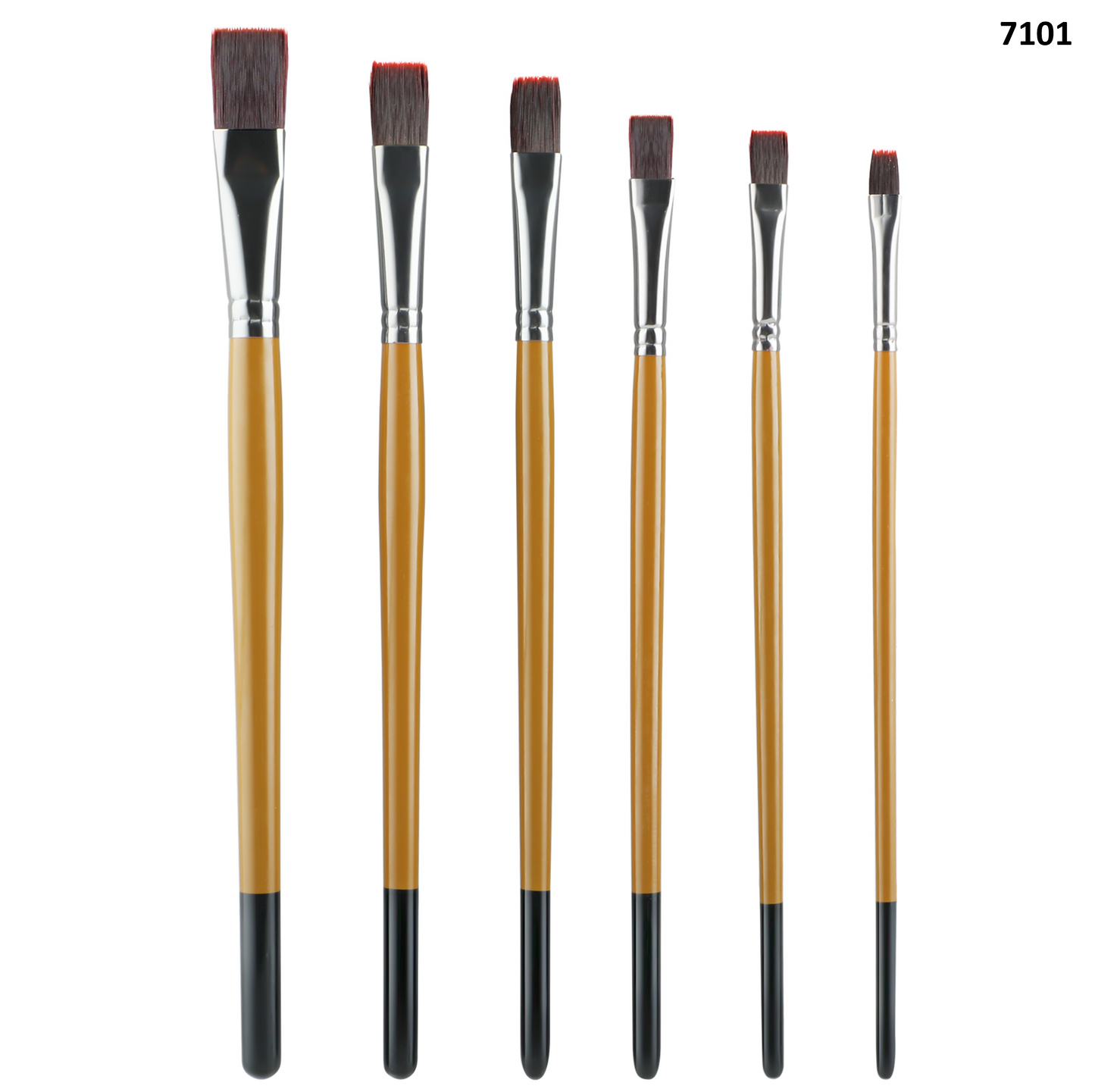 Vignette Stationery 7101 Flat Paint Brushes Set 6 Pcs for Acrylic Oil Watercolour Canvas Craft Painting