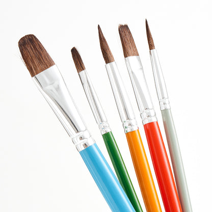 Vignette Stationery Artist Brushes 7202 Flat & Round 5 Pieces for Acrylic, Watercolour, Gouache