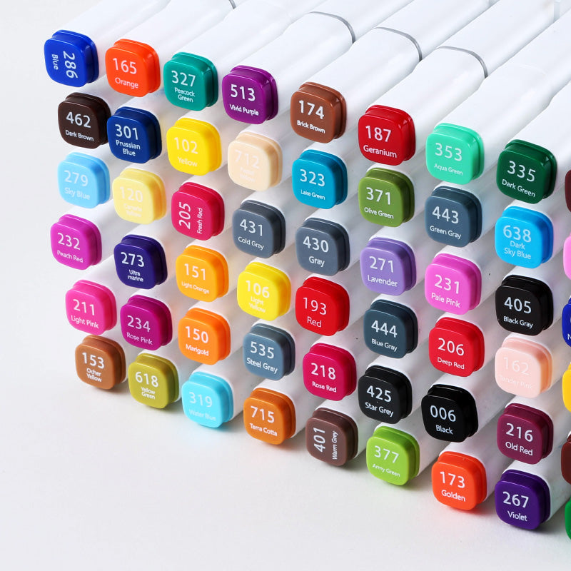 【Free Shipping】Colour Drawing Pens Dual Nibs Alcohol Base Colour Coding with Bucket (80)