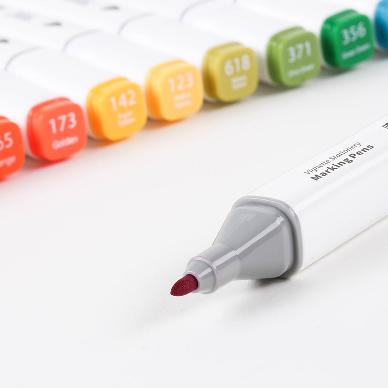 Colour Drawing Pens Dual Nibs Alcohol Base Colour Coding with Bucket (24)