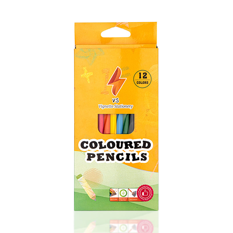 Coloured Pencils Oil Base Professional Grade Vibrant Colour Pre-Sharpened (12)