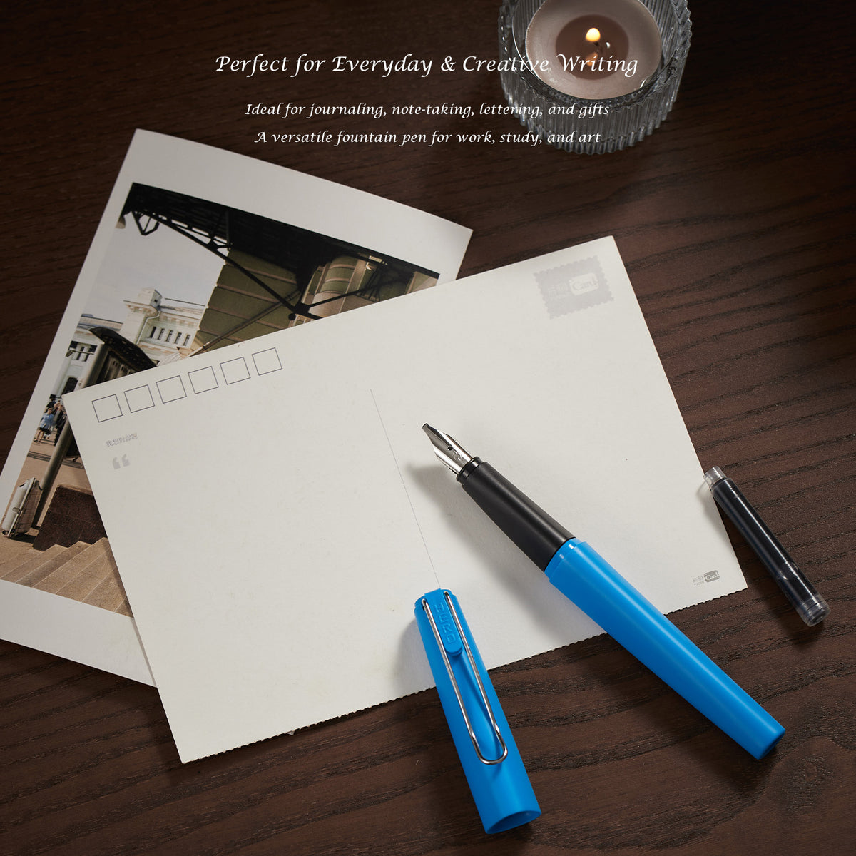 Vignette Stationery Calligraphy Kit with Pen (Black, Yellow, Blue) and Assorted Nibs and Inks