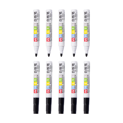 Whiteboard Markers, Washable, Low Odour, Dry Erase, Fast Drying, Medium Bullet Tip (10 Black)