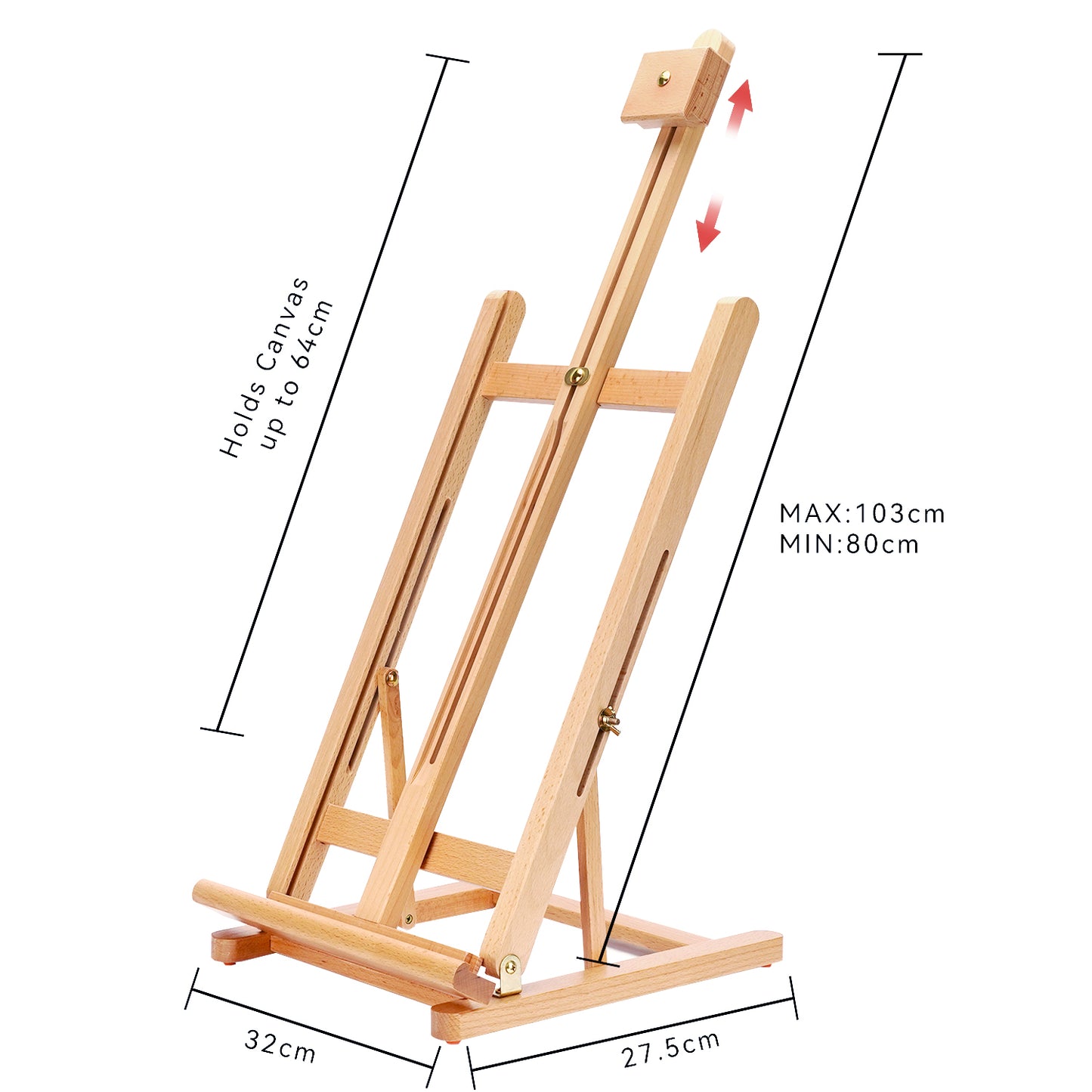 Vignette Stationery Adjustable Wooden Table Painting Easel, Solid Beech Wood