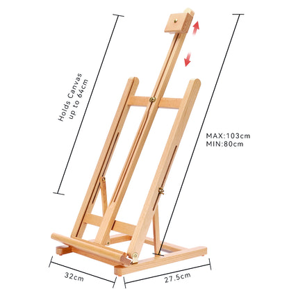 Vignette Stationery Adjustable Wooden Table Painting Easel, Solid Beech Wood