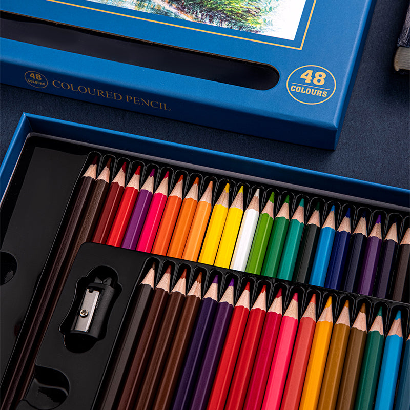 Coloured Pencils Oil Base Professional Grade Vibrant Colour Pre-Sharpened (48)