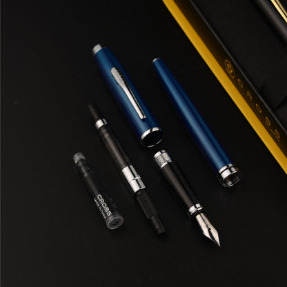 【Free Engraved】Cross Coventry Fountain Pen Blue Stainless Steel F Nib