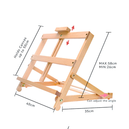 Vignette Stationery Adjustable Wooden Table Painting Easel, Solid Beech Wood Construction