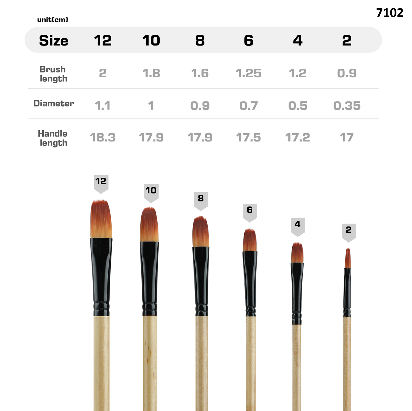 Vignette Stationery 7102 Round Paint Brushes Set 6 Pcs for Acrylic Oil Watercolour Canvas Craft Painting (Copy)