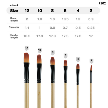 Vignette Stationery 7102 Round Paint Brushes Set 6 Pcs for Acrylic Oil Watercolour Canvas Craft Painting (Copy)