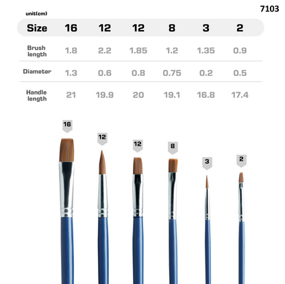 Vignette Stationery 7103 Flat & Round Paint Brushes Set 6 Pcs for Acrylic Oil Watercolour Canvas Craft Painting