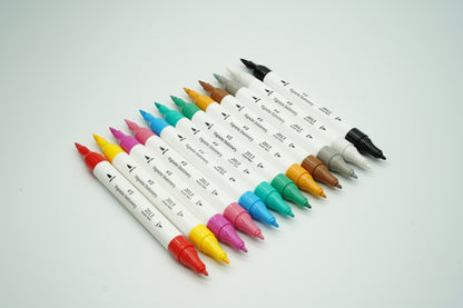 12 Acrylic Paint Pen Marker Dual Tip For Ceramic Tyre Metal Glass Rubber