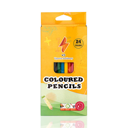 Coloured Pencils Oil Base Professional Grade Vibrant Colour Pre-Sharpened (24)