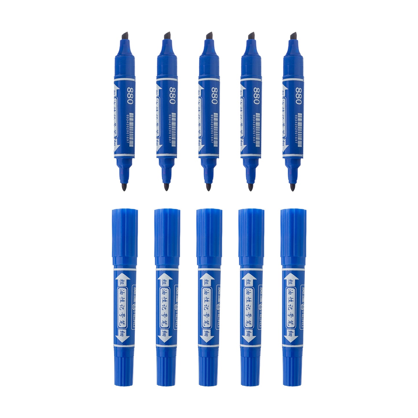Vignette Stationery Dual Nib Permanent Markers, Heavy Duty Double Tipped, Alcohol Based Ink (Blue)