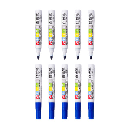 Whiteboard Markers, Washable, Low Odour, Dry Erase, Fast Drying, Medium Bullet Tip (10 Blue)