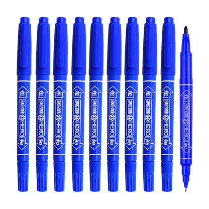 Vignette Stationery Dual Nib Fineliner Drawing Pens, Set of 10, Waterbase Ink, Washable, Odourless Double Tip Markers (Blue)