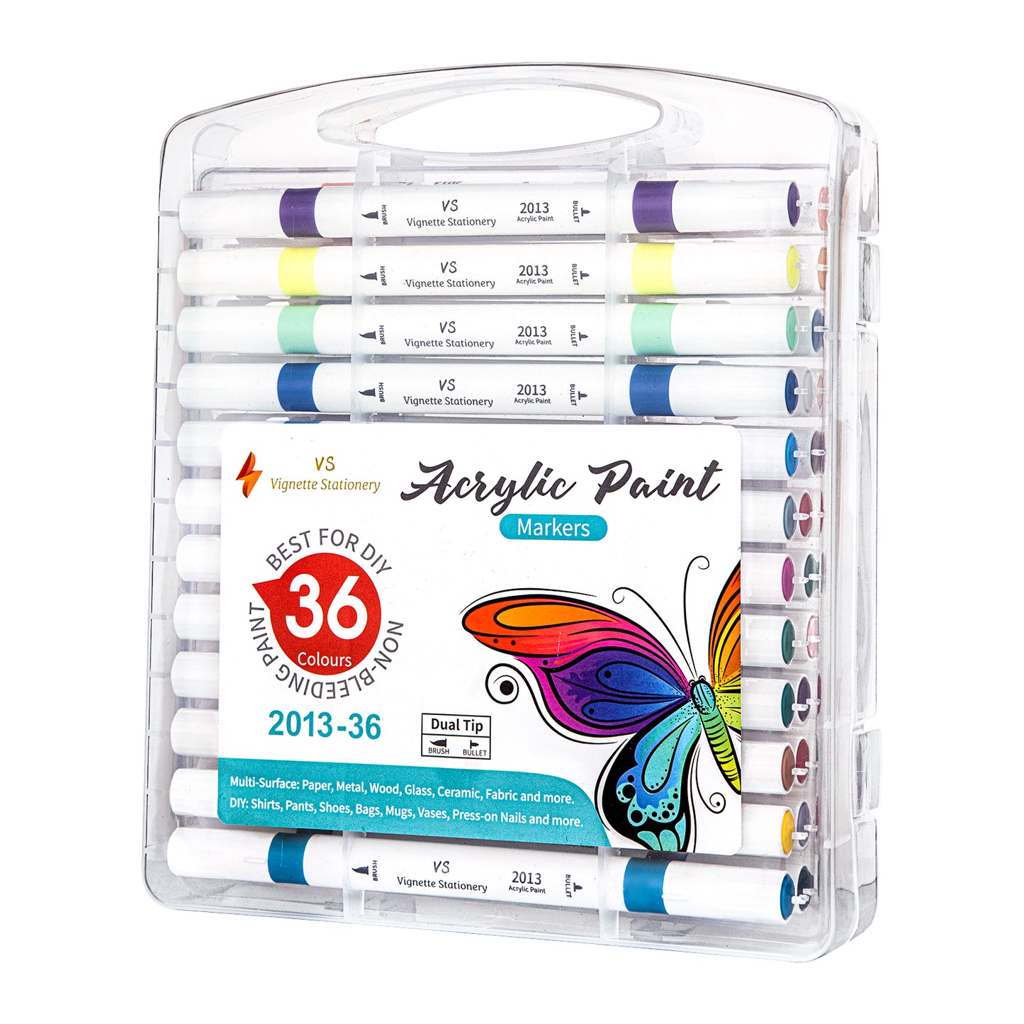 36x Acrylic Paint Drawing Pens Brush & Fine Tip DIY Tool