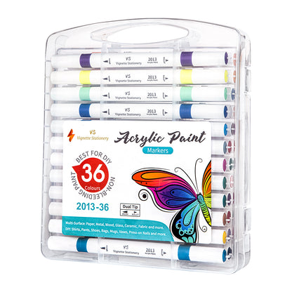 36x Acrylic Paint Drawing Pens Brush & Fine Tip DIY Tool