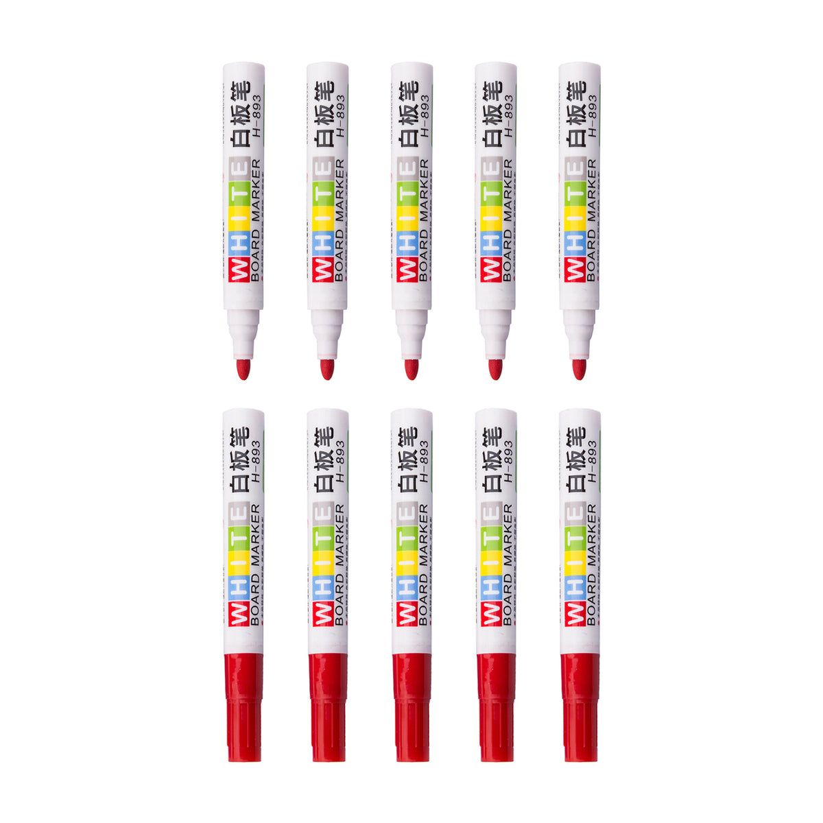 Whiteboard Markers, Washable, Low Odour, Dry Erase, Fast Drying, Medium Bullet Tip (10 Red)
