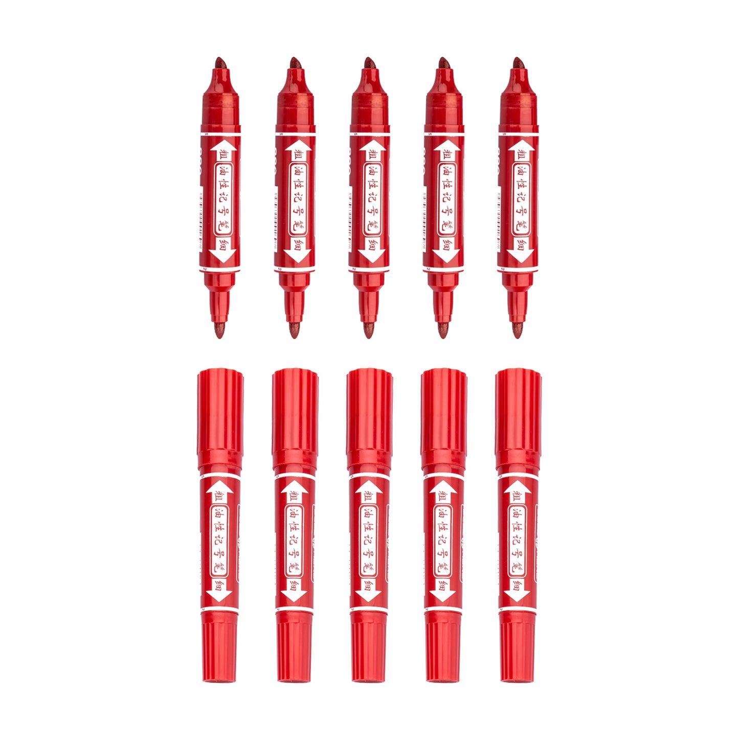 Vignette Stationery Dual Nib Permanent Markers, Heavy Duty Double Tipped, Alcohol Based Ink (Red)