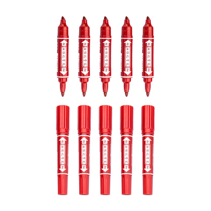 Vignette Stationery Dual Nib Permanent Markers, Heavy Duty Double Tipped, Alcohol Based Ink (Red)