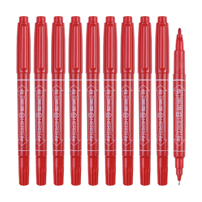 Vignette Stationery Dual Nib Fineliner Drawing Pens, Set of 10, Waterbase Ink, Washable, Odourless Double Tip Markers (Red)