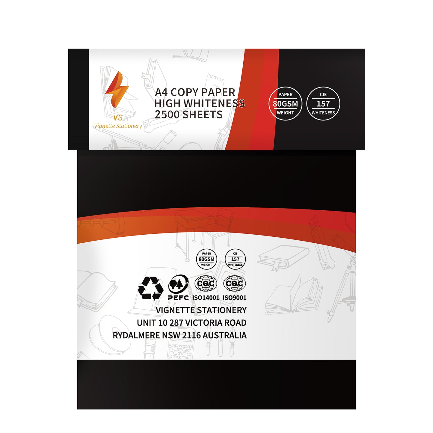 A4 Print Copy Paper 80g Ultra White Carton (5 reams 2500 sheets)
