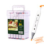 Colour Drawing Pens Dual Nibs Alcohol Base Colour Coding with Bucket (24)