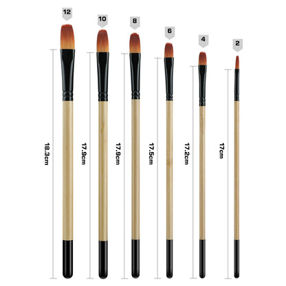 Vignette Stationery 7102 Round Paint Brushes Set 6 Pcs for Acrylic Oil Watercolour Canvas Craft Painting (Copy)