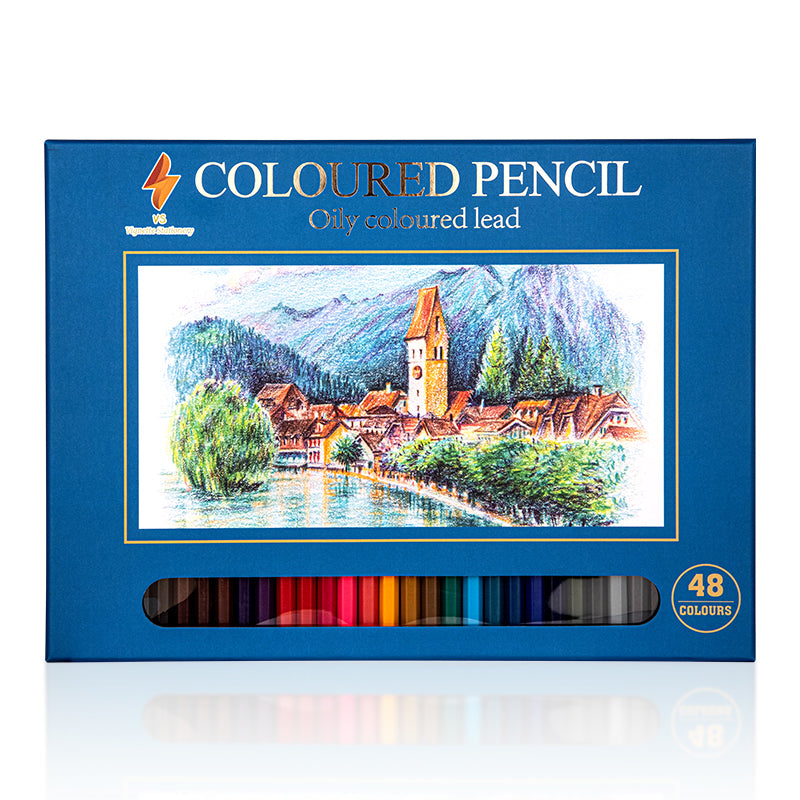 Coloured Pencils Oil Base Professional Grade Vibrant Colour Pre-Sharpened (48)