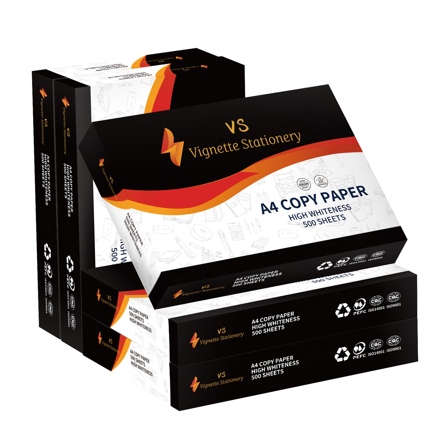 A4 Print Copy Paper 80g Ultra White Carton (5 reams 2500 sheets)