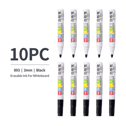 Whiteboard Markers, Washable, Low Odour, Dry Erase, Fast Drying, Medium Bullet Tip (10 Black)