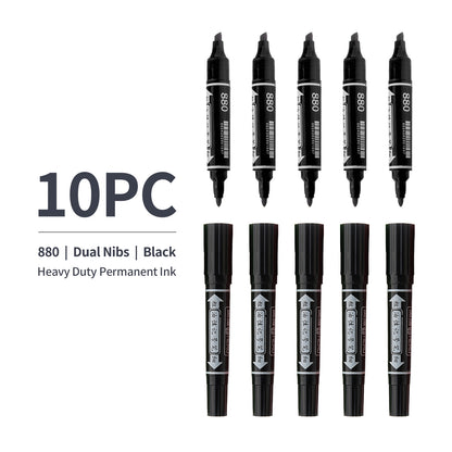 Vignette Stationery Dual Nib Permanent Markers, Heavy Duty Double Tipped, Alcohol Based Ink (Black)