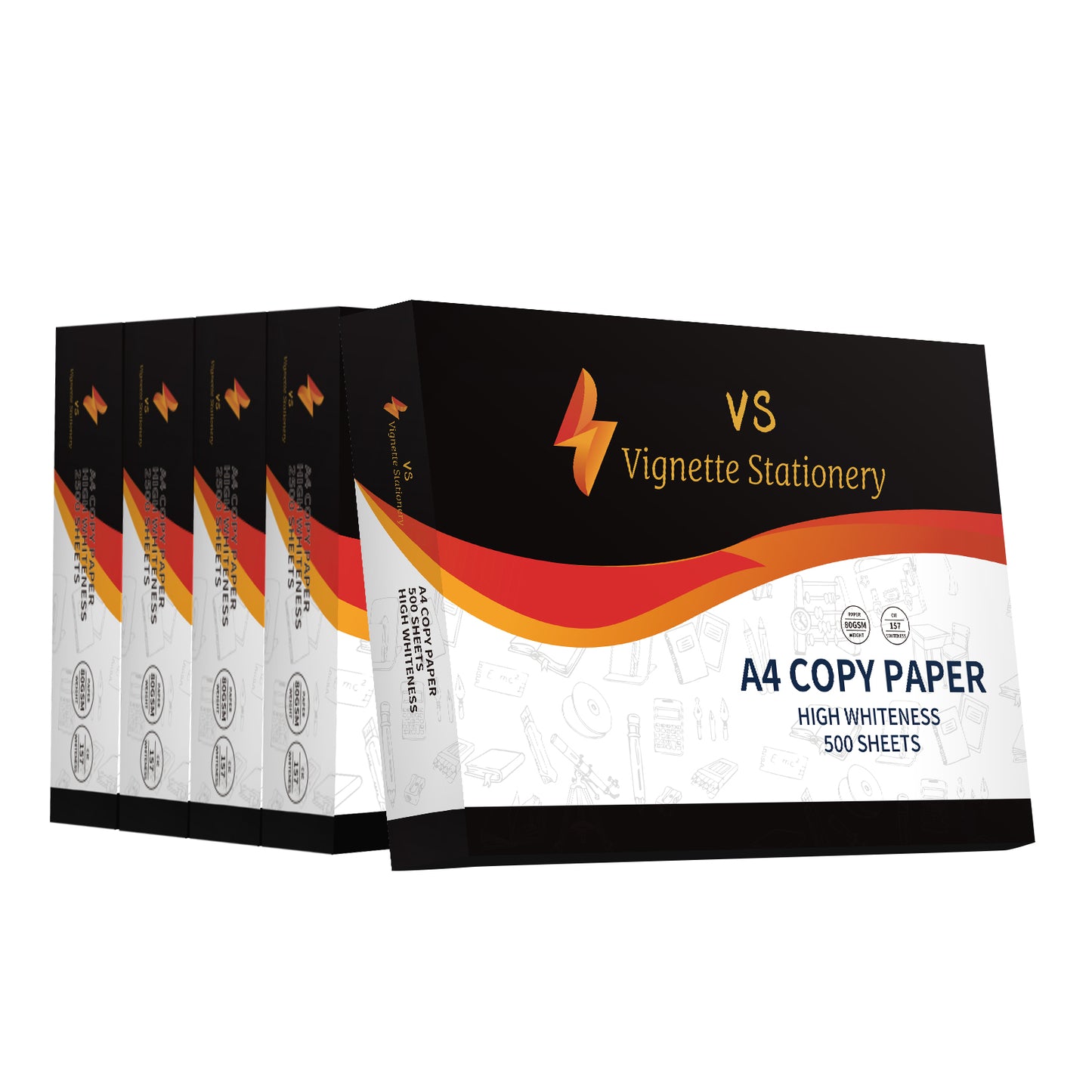 A4 Print Copy Paper 80g Ultra White Carton (5 reams 2500 sheets)