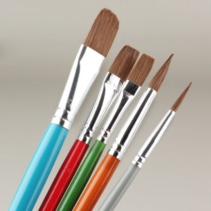 Vignette Stationery Artist Brushes 7202 Flat & Round 5 Pieces for Acrylic, Watercolour, Gouache