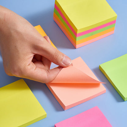 Vignette Stationery Sticky Notes, 76 x 76 mm, Assorted Neon Colours,Total 500 Sheets