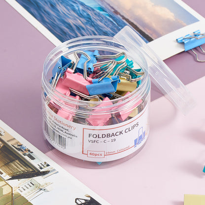 Vignette Stationery 19mm Coloured Foldback Clips 40 Pack