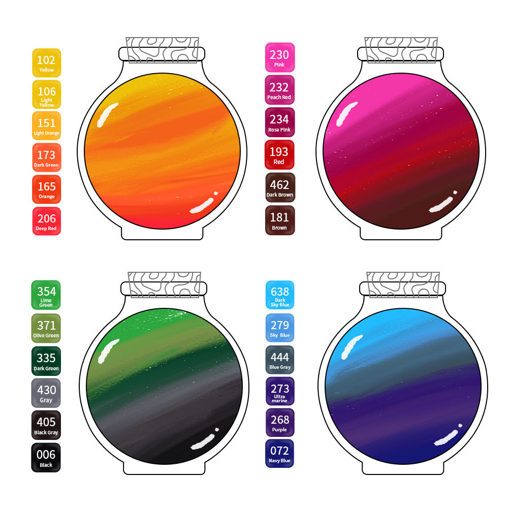 Colour Drawing Pens Dual Nibs Alcohol Base Colour Coding with Bucket (24)