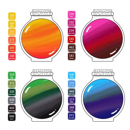 Colour Drawing Pens Dual Nibs Alcohol Base Colour Coding with Bucket (24)