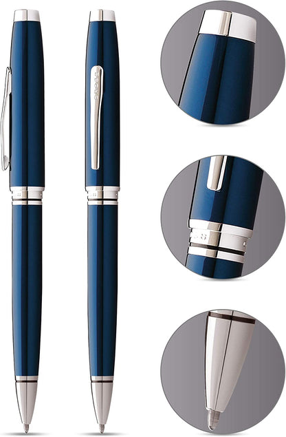 【Free Engraving】CROSS Coventry Ballpoint Pen with Cross Gift Box & Gift Bag Blue/Chrome
