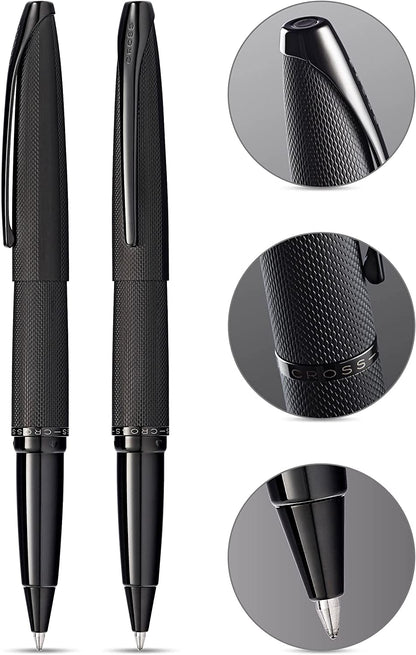 Cross ATX Brushed Black Rollerball Pen Signature Model With Gift Box Bag Quality Material